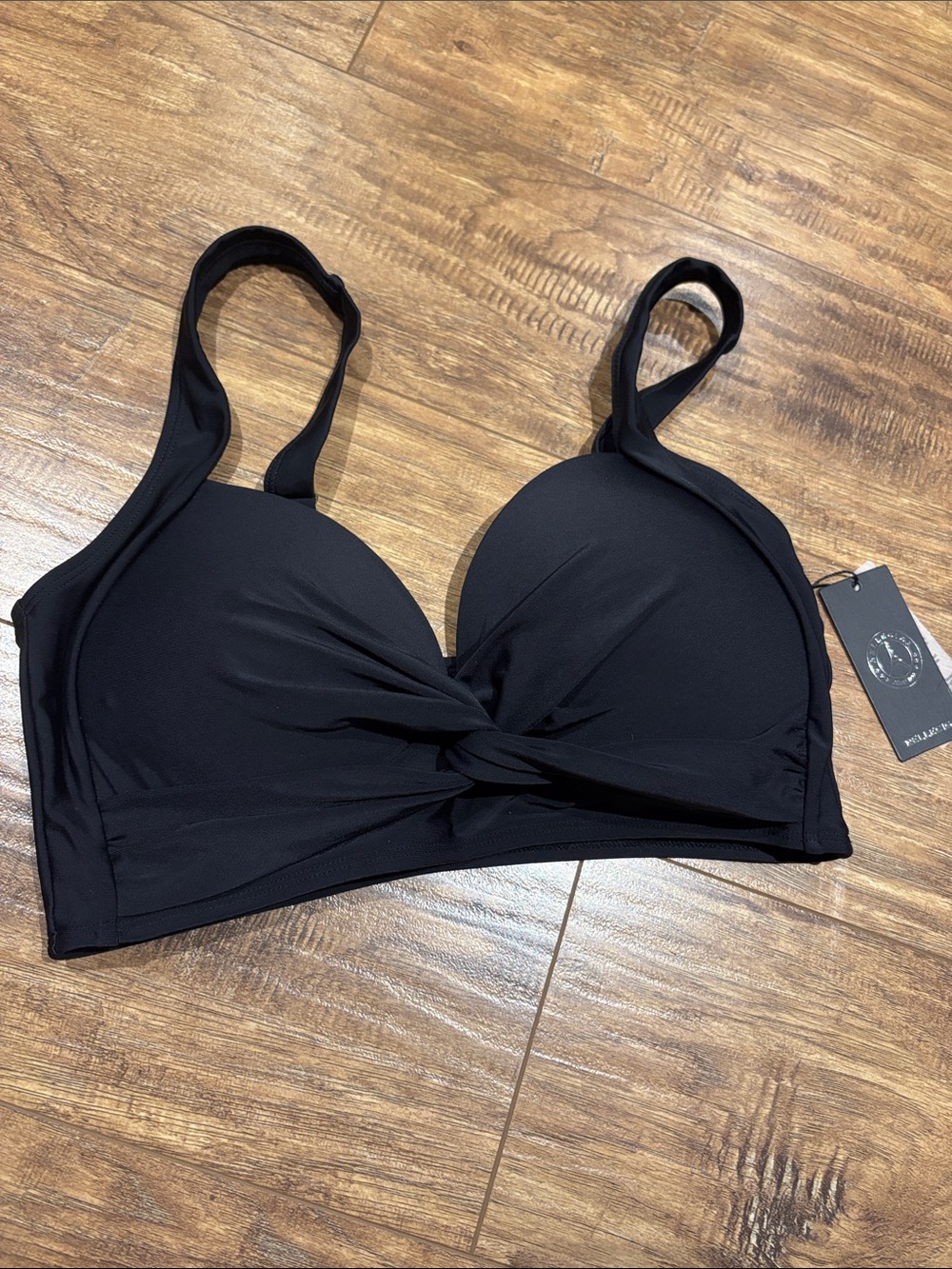 RELLECIGA Black Twist-Front built in padding Bikini Top